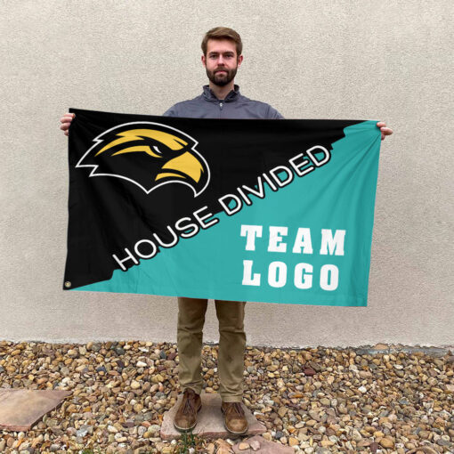 Southern Mississippi Golden Eagles vs Custom Team House Divided Flag, NCAA Custom Flag
