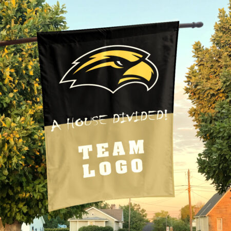 Southern Mississippi Golden Eagles vs Custom Team House Divided Flag, NCAA House Flag