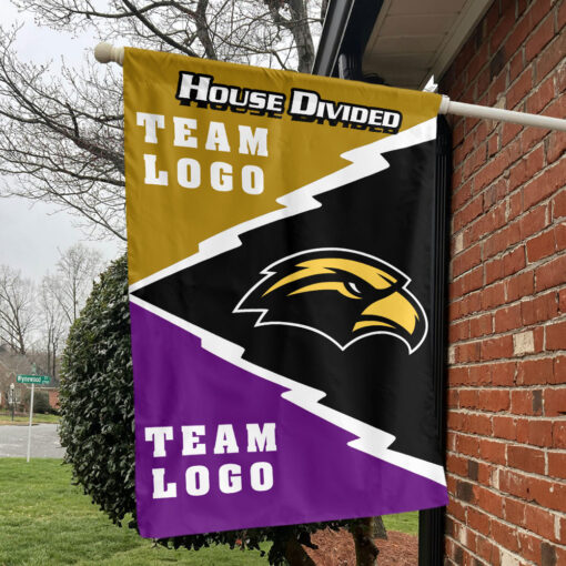 Southern Mississippi Golden Eagles vs Custom Team House Divided Flag, NCAA Spirit Flag