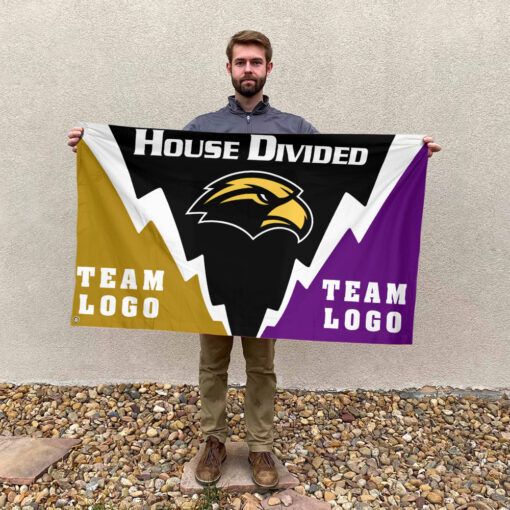 Southern Mississippi Golden Eagles vs Custom Team House Divided Flag, NCAA Spirit Flag