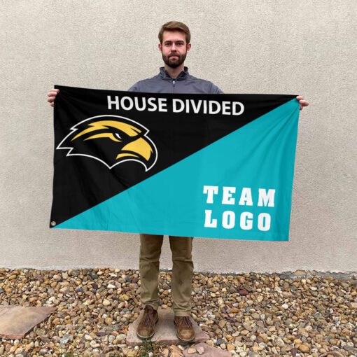 Southern Mississippi Golden Eagles vs Custom Team House Divided Flag, NCAA Team Flag