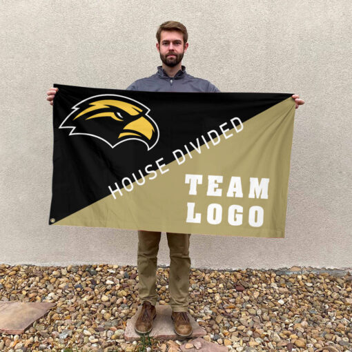 Southern Mississippi Golden Eagles vs Custom Team House Divided Flag, Personalized Split Flag