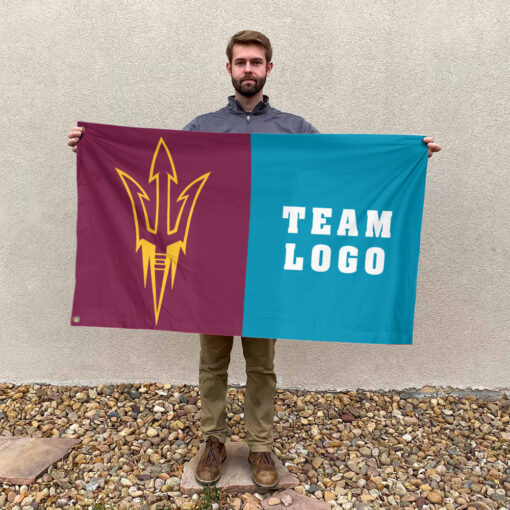 Sun Devils vs Custom Team House Divided Flag, NCAA Two Team Flag