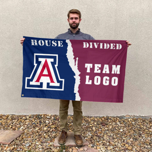 Wildcats vs Custom Team House Divided Flag, NCAA House Flag Wildcats vs Custom Team House Divided Flag, NCAA House Flag