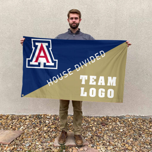 Wildcats vs Custom Team House Divided Flag, Personalized Split Flag Wildcats vs Custom Team House Divided Flag, Personalized Split Flag