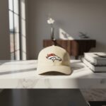 Cream Denver Broncos Logo Embroidered Adjustable Dad Hat