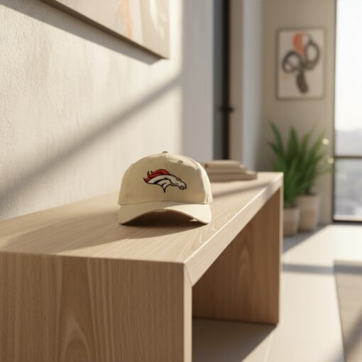 Cream Denver Broncos Logo Embroidered Adjustable Dad Hat