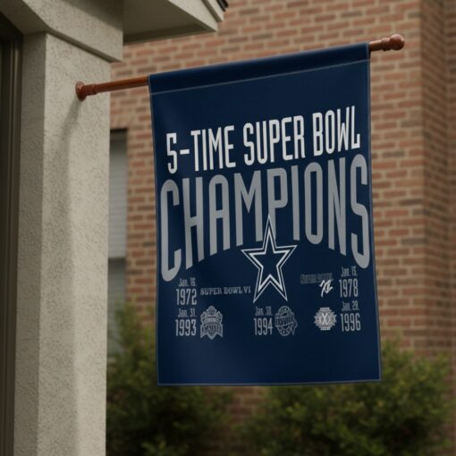 Dallas Cowboys Garden Flag 12×18 5 Time Champions