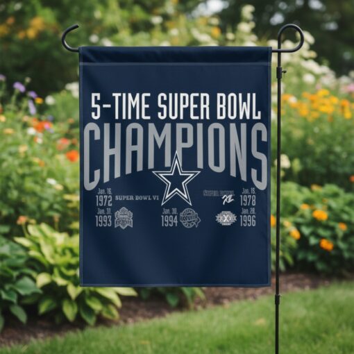 Dallas Cowboys Garden Flag 12×18 5 Time Champions