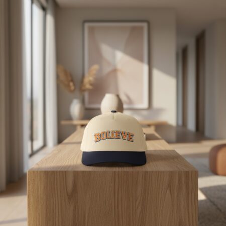 Denver Broncos Believe Two Tone Snapback Hat Cream Navy Adjustable Fan Cap