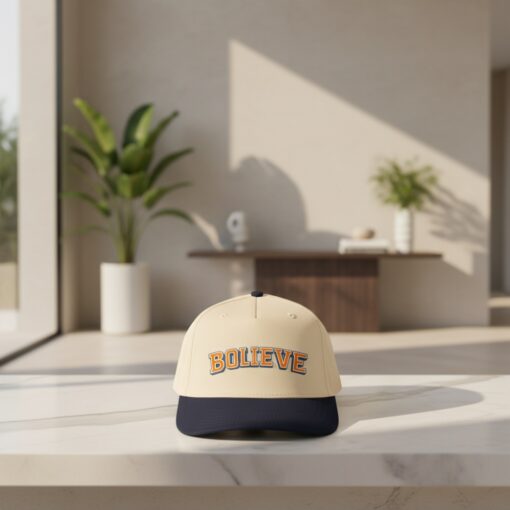 Denver Broncos Believe Two Tone Snapback Hat Cream Navy Adjustable Fan Cap