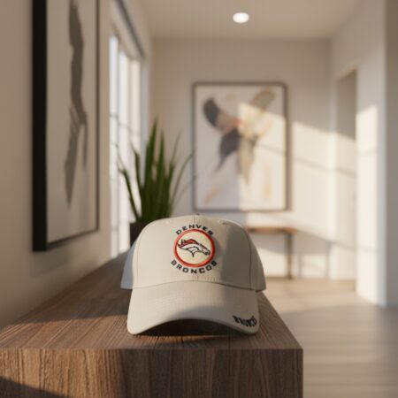 Denver Broncos Embroidered Circle Logo Khaki Dad Hat Adjustable Baseball Cap