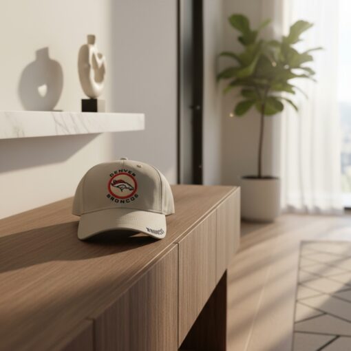 Denver Broncos Embroidered Circle Logo Khaki Dad Hat Adjustable Baseball Cap Denver Broncos Embroidered Circle Logo Khaki Dad Hat Adjustable Baseball Cap