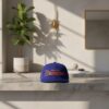 Denver Broncos Script Logo Snapback Hat Blue Orange Embroidered Flat Brim Cap