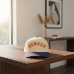 Denver Embroidered Cream And Blue Adjustable Baseball Cap