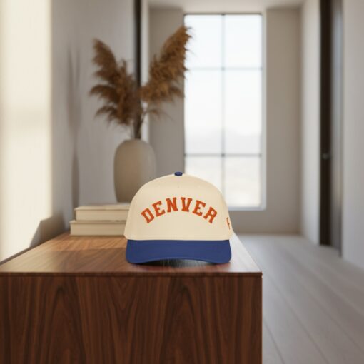 Denver Embroidered Cream And Blue Adjustable Baseball Cap