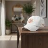 Denver Inspired White Embroidered Dad Hat With DEN Logo And Football Icon