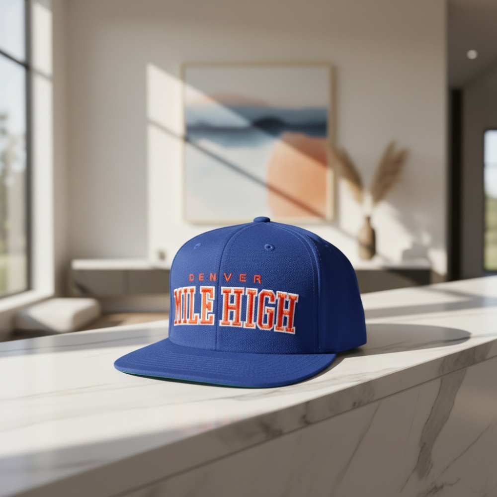 Denver Mile High Embroidered Blue Snapback Hat Denver Mile High Embroidered Blue Snapback Hat