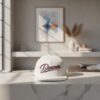 Denver Script Embroidered White Snapback Hat Flat Brim Adjustable Baseball Cap