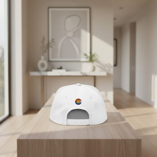 Denver Script Embroidered White Snapback Hat Flat Brim Adjustable Baseball Cap