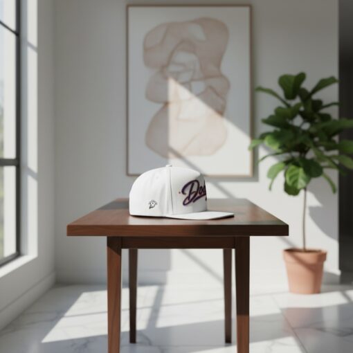 Denver Script Embroidered White Snapback Hat Flat Brim Adjustable Baseball Cap