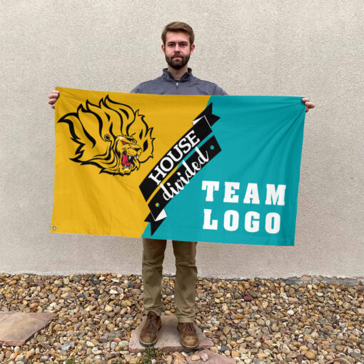 Golden Lions vs Custom Team House Divided Flag, Custom Team Flag