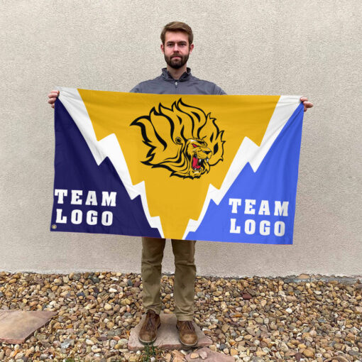 Golden Lions vs Custom Team House Divided Flag, NCAA College Flag