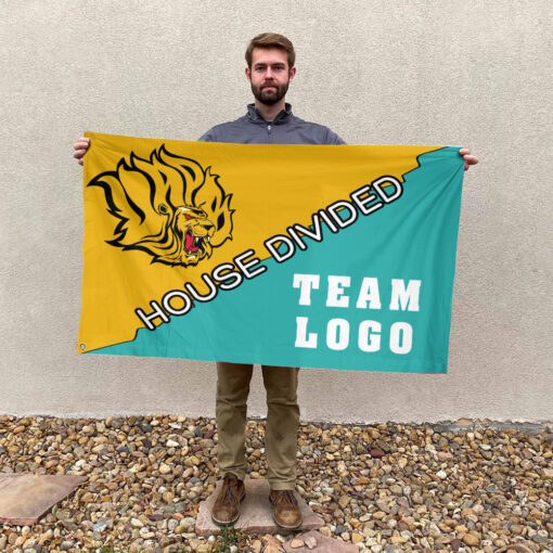 Golden Lions vs Custom Team House Divided Flag, NCAA Split Flag