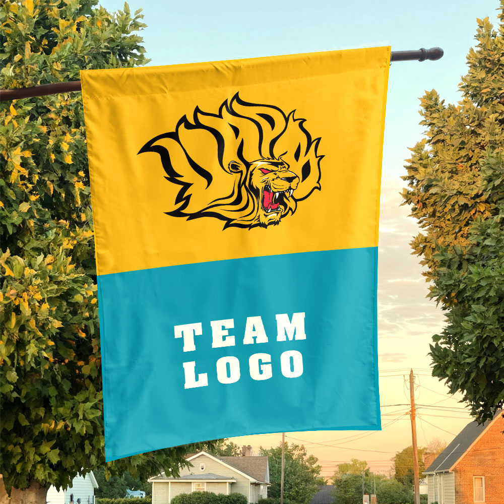 Golden Lions vs Custom Team House Divided Flag, NCAA Two Team Flag Golden Lions vs Custom Team House Divided Flag, NCAA Two Team Flag