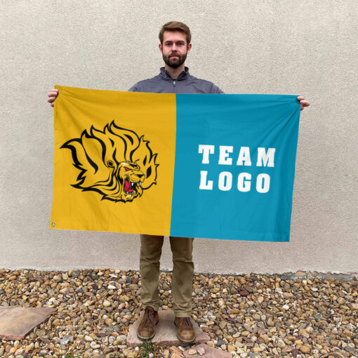 Golden Lions vs Custom Team House Divided Flag, NCAA Two Team Flag Golden Lions vs Custom Team House Divided Flag, NCAA Two Team Flag