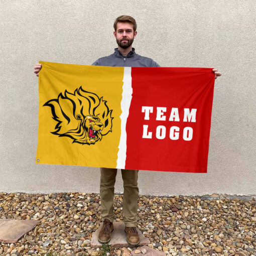 Golden Lions vs Custom Team House Divided Flag, Personalized Spirit Flag