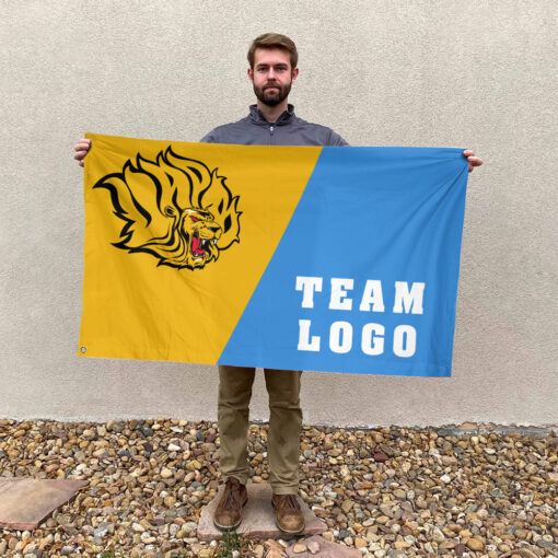 Golden Lions vs Custom Team House Divided Flag, Personalized Split Flag Golden Lions vs Custom Team House Divided Flag, Personalized Split Flag