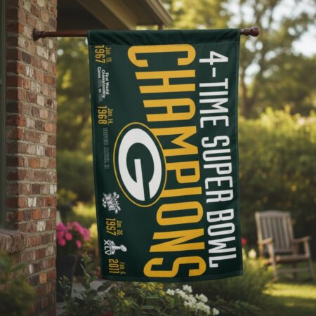 Green Bay Packers 3×5 Flag 4 Time Super Bowl Champions