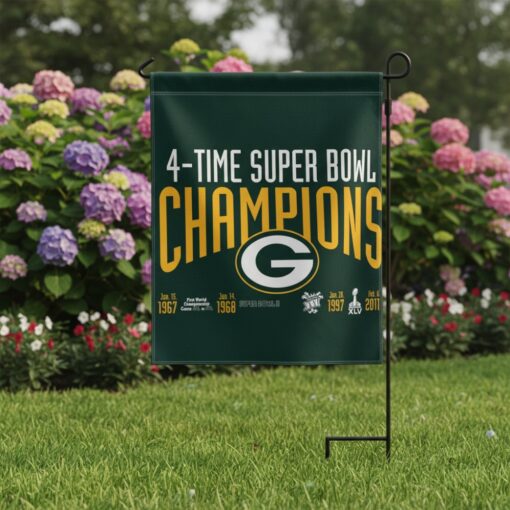 Green Bay Packers 3×5 Flag 4 Time Super Bowl Champions