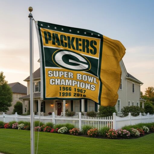 Green Bay Packers Garden Flag 12×18 4 Time Champions