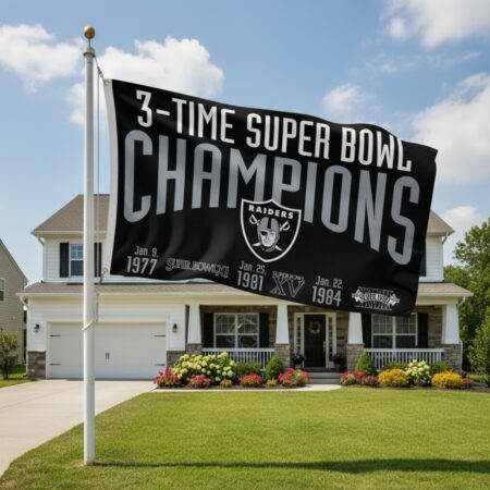 Las Vegas Raiders 3×5 Flag 3 Time Super Bowl Champions