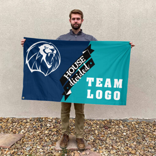 Lions vs Custom Team House Divided Flag, NCAA Team Flag