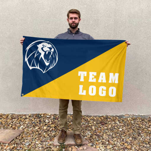 Lions vs Custom Team House Divided Flag, Personalized College Flag