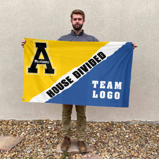 Mountaineers vs Custom Team House Divided Flag, Custom Rivalry Flag
