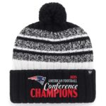 New England Patriots Black '47 2025 AFC Champions Tavern Cuffed Knit Hat with Pom