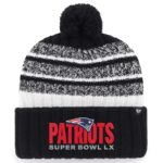 New England Patriots Black '47 Super Bowl LX Tavern Cuffed Knit Hat with Pom