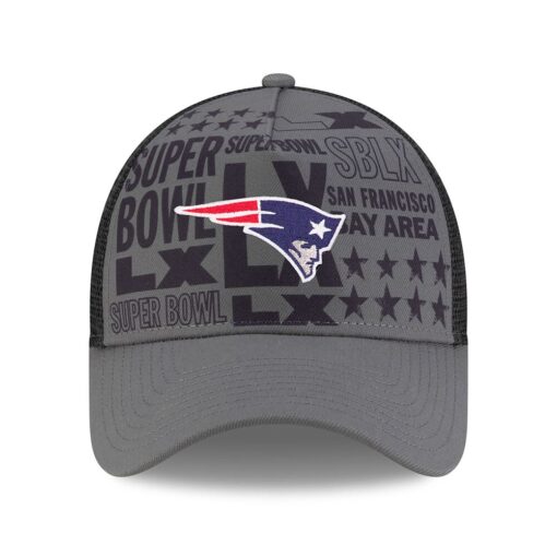 New England Patriots Charcoal New Era Super Bowl LX A Frame Trucker Adjustable Cap