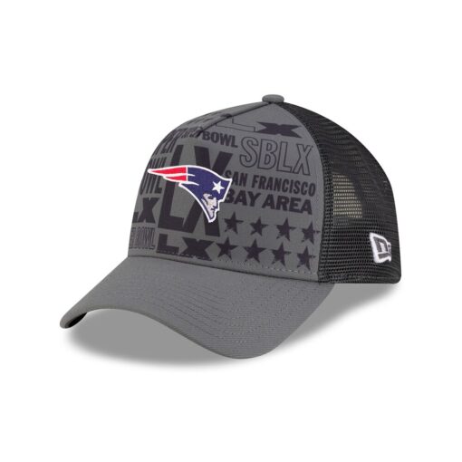 New England Patriots Charcoal New Era Super Bowl LX A Frame Trucker Adjustable Cap