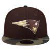 New England Patriots Dark Brown Burnt Wood Camo Snapback Hat Adult