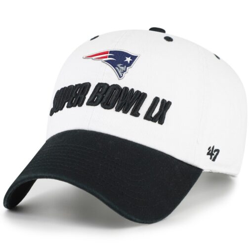 New England Patriots White ’47 Super Bowl LX Side Patch Clean Up Adjustable Cap