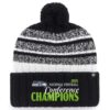 Seattle Seahawks Black '47 2025 NFC Champions Tavern Cuffed Knit Hat with Pom