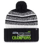 Seattle Seahawks Black '47 2025 NFC Champions Tavern Cuffed Knit Hat with Pom