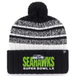 Seattle Seahawks Black '47 Super Bowl LX Tavern Cuffed Knit Hat with Pom