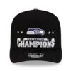 Seattle Seahawks Black New Era 2025 NFC Champions Locker Room Trophy Collection A Frame Snapback Hat