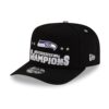 Seattle Seahawks Black New Era 2025 NFC Champions Locker Room Trophy Collection A Frame Snapback Hat